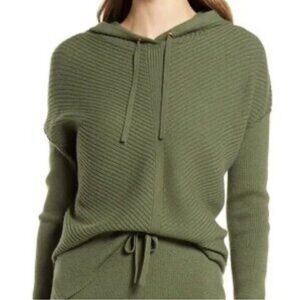 Caslon Women’s Green Ribbed Hoodie Sweater